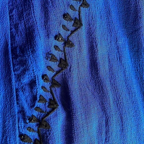 Lucky Brand Blue Black Embroidered Beaded Boho Shift Dress Size small (3779) Rea - Picture 7 of 10